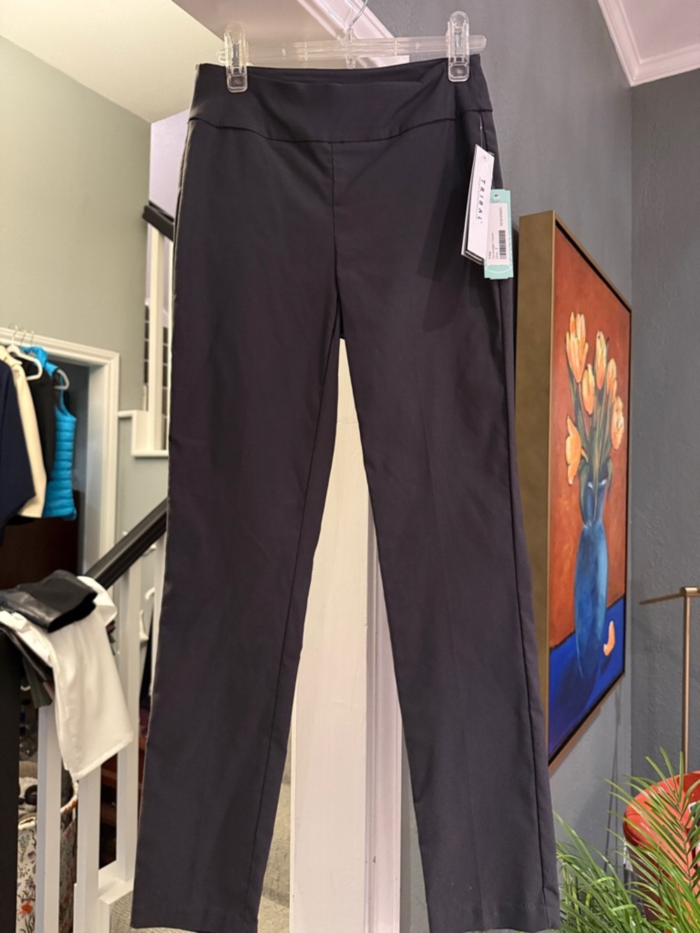 Tribal Straight Leg Pants in Charcoal Black